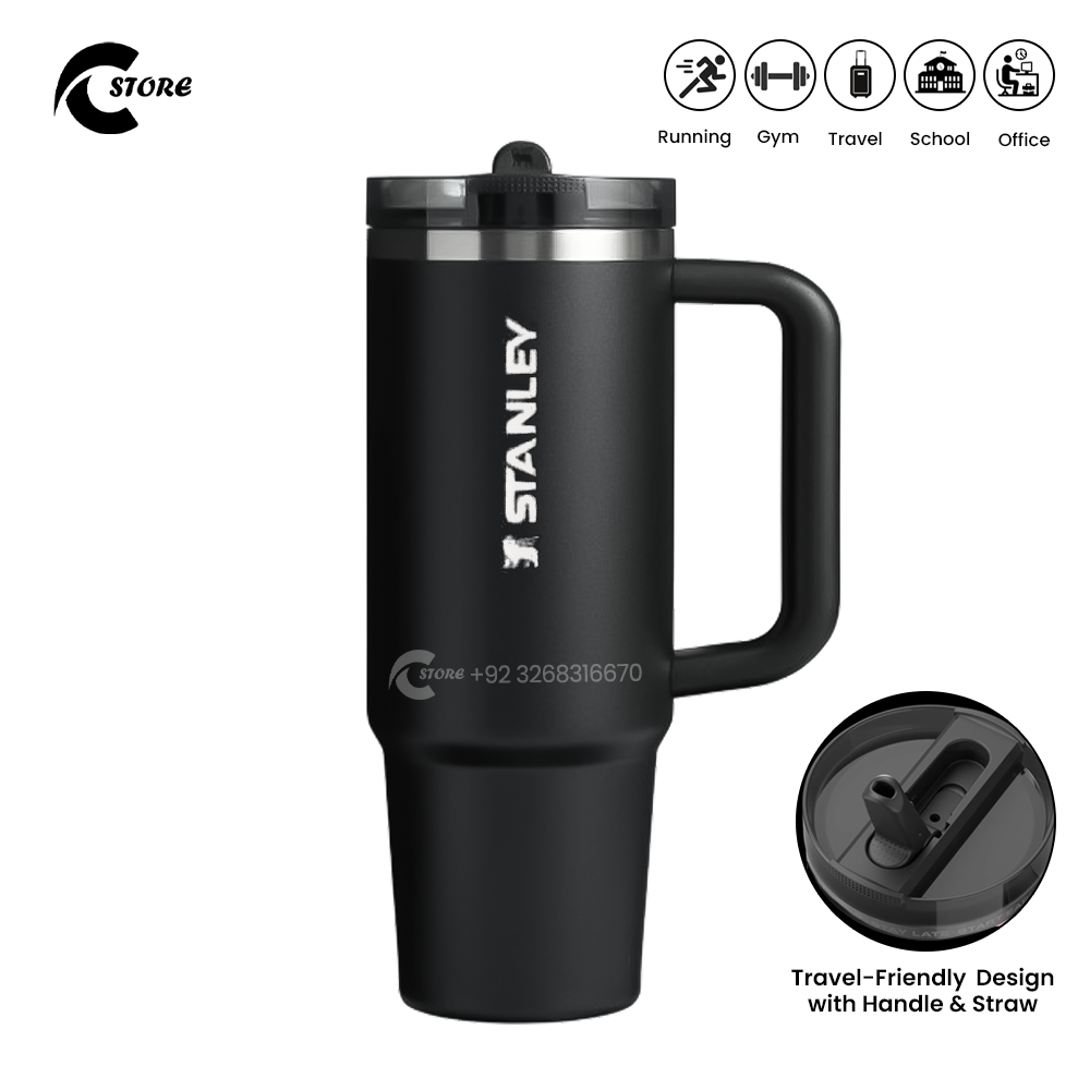 40oz Stainless Steel Vacuum Insulated Stanley Tumbler With Handle | Stanley Quencher Tumbler With Straw  | Leak-Proof Straw & BPA-Free