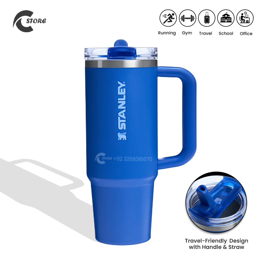 40oz Stainless Steel Vacuum Insulated Stanley Tumbler With Handle | Stanley Quencher Tumbler With Straw  | Leak-Proof Straw & BPA-Free