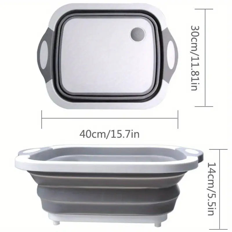 Collapsible Cutting Board &amp; Drain Basket | Multipurpose Chopping Board for Vegetables