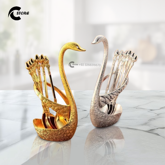One Piece Metal Duck Spoon Set | Small Size | Available in Golden & Silver Color | Elegant Swan Design | Food Grade Stainless Steel Tableware for Home Decor