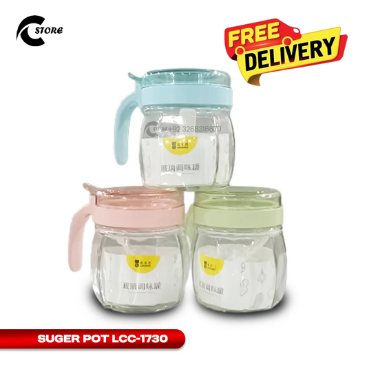 350ml Suger Pot | Glass Cruet & Masala Jar for Spices, Oil, Vinegar, and Kitchen Storage | Airtight Lid & Easy-Pour Design