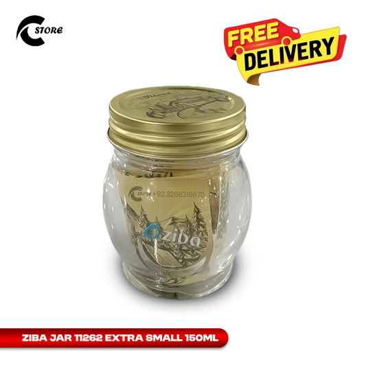 Ziba Jar Extra Small 150 ml | Premium Glass Storage Jar With Metal Lid | Ideal for Spices, Candy &amp; More