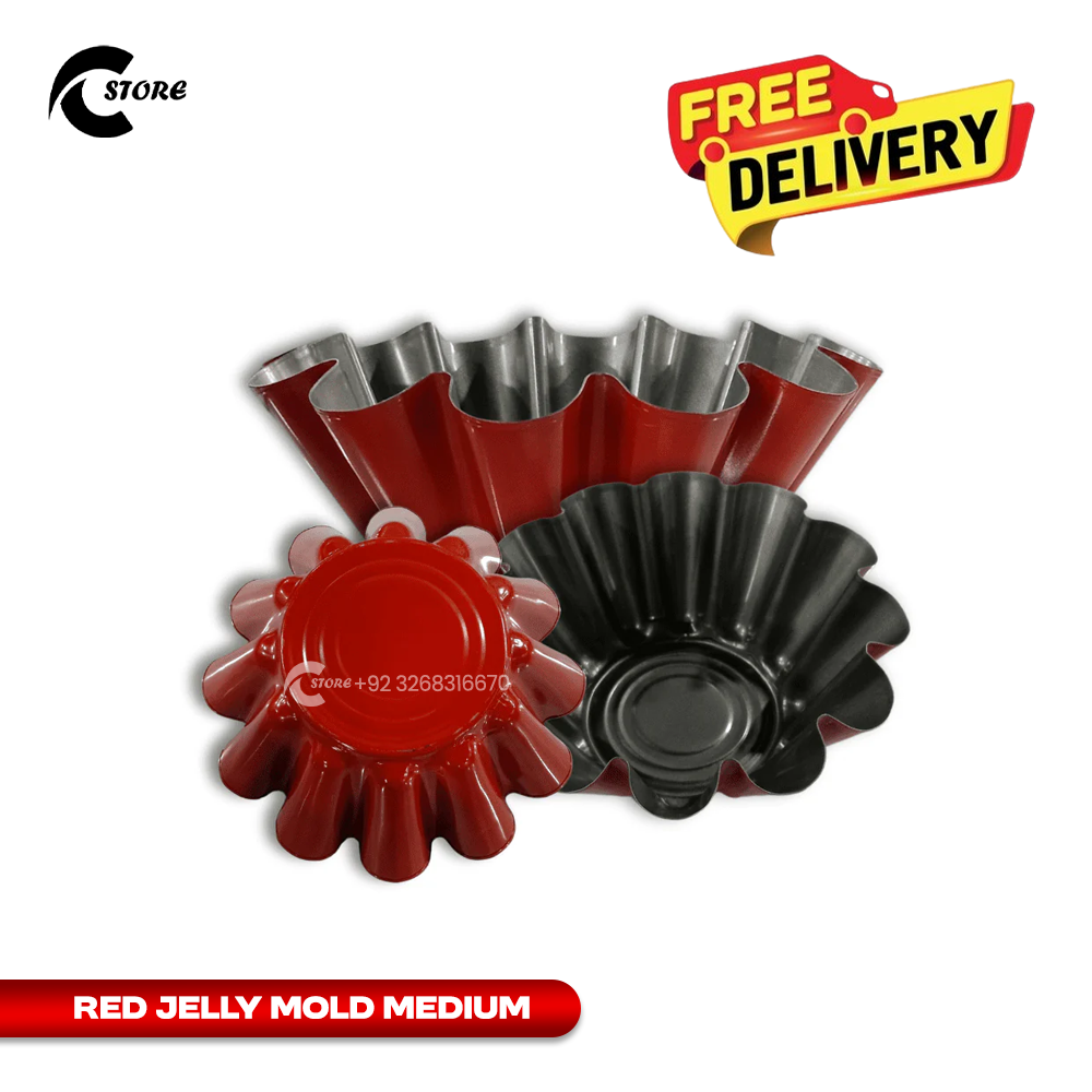 1 Piece Flower Shape Fluted Jelly &amp; Baking Mould |  Non-stick Red Cake Mould | Non Stick Cake Mould | Available in Medium &amp; Large Sizes