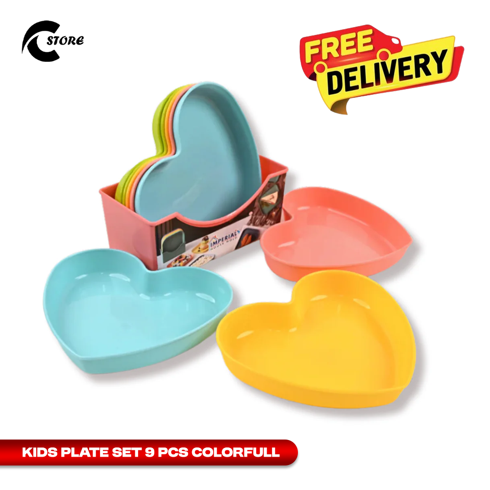 9-Piece Colorful Kids Plate Set with Stand | Fun, Durable, and Safe Tableware for Children | Perfect for Mealtime