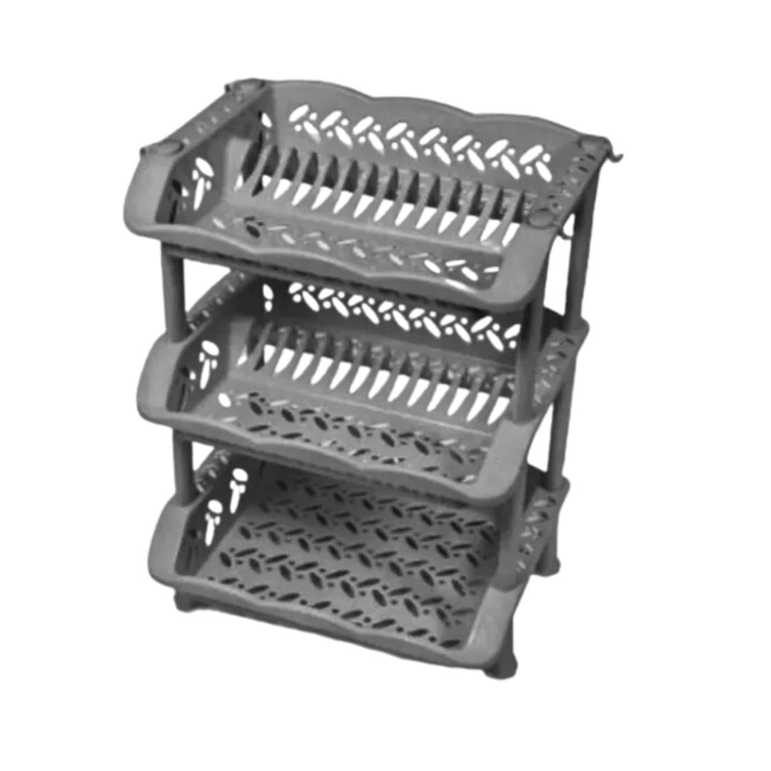 3-Layer Plastic Super Plate Rack | Dish Washing Stand with Water Draining Tray & Utensil Holder