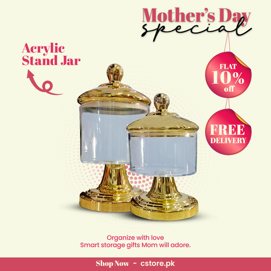 Set of Two Acrylic Stand Jar With Lid | Small & Large Size | Elegant Spice Container for Sugar, Salt, Spices | Durable & Corrosion-Resistant | Perfect for Home, Hotel & Café