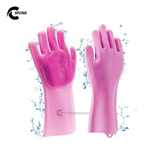 Silicone Scrubber Gloves for Dishwashing & Cleaning | Long Waterproof Sleeves | Heat Resistant, Food Grade & Multipurpose Gloves