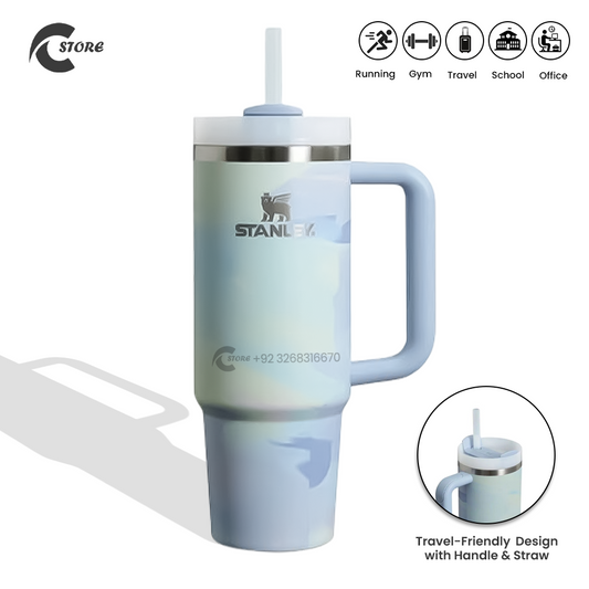 40oz Stainless Steel Vacuum Insulated Stanley Tumbler With Handle| Leak Proof & BPA-Free | Stainless Steel Tumbler With Handle & Straw