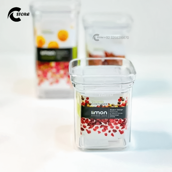 Limon Spice Canister Jar | Different Sizes of 270ml , 400ml & 500ml | Airtight Food Storage Container with Easy-Lock Lid & Flexible Seal for Kitchen Organization