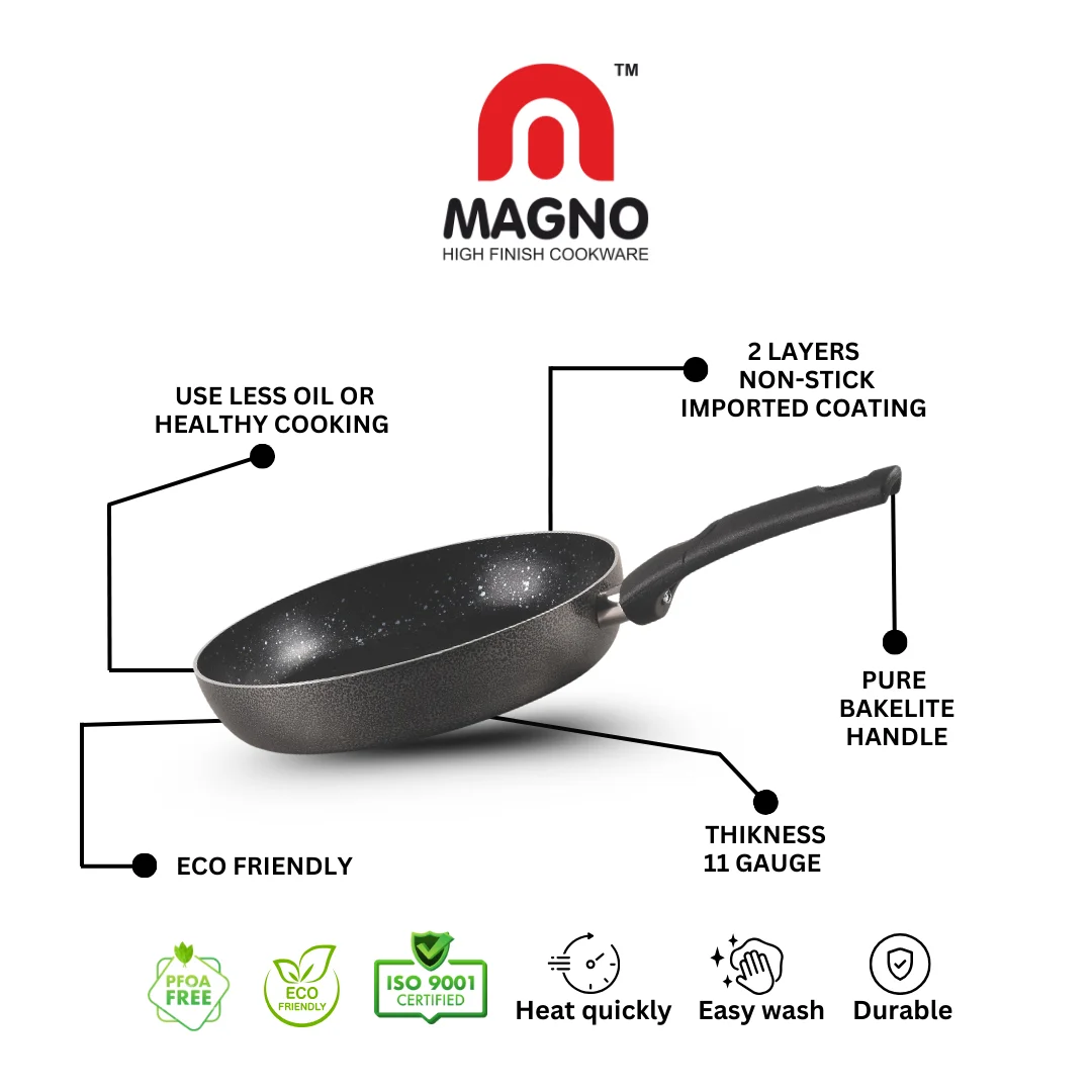 Magno Non Stick Frying Pan Double Coating All Sizes | Perfect for Various Cooking Tasks | High Finish Cookware 4 Magno Non Stick Frying Pan Double Coating All Sizes | Perfect for Various Cooking Tasks | High Finish Cookware - Image 4