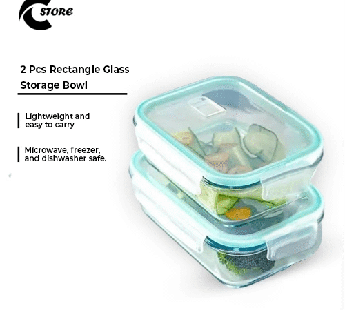 Rectangle Glass Storage Bowl Flora 2 Pcs | Good Grips Food Containers | Portable Smart Seal Container