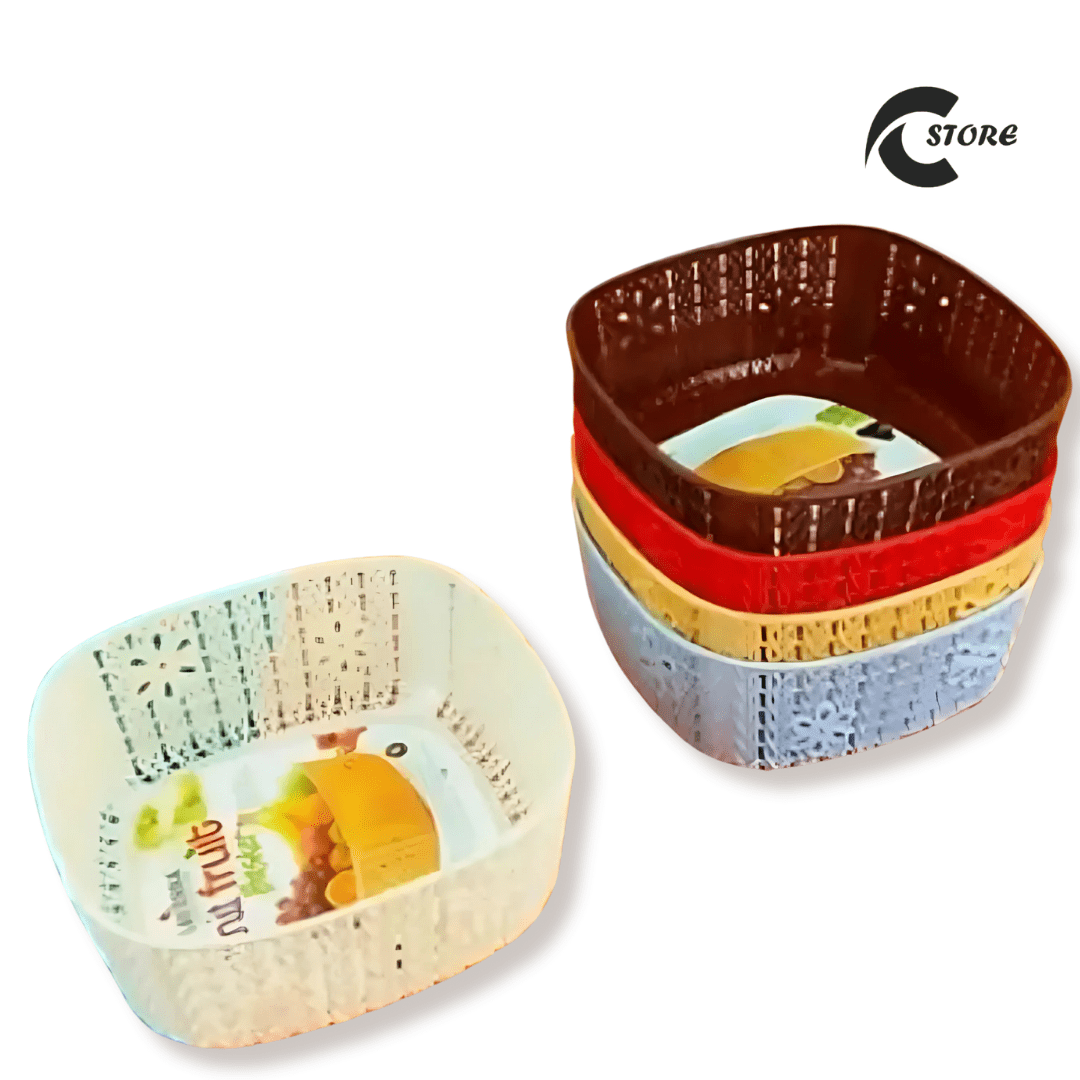 Knit Plastic Fruit Basket | Medium Size | Multipurpose | Fruits & Vegetables Serving Basket