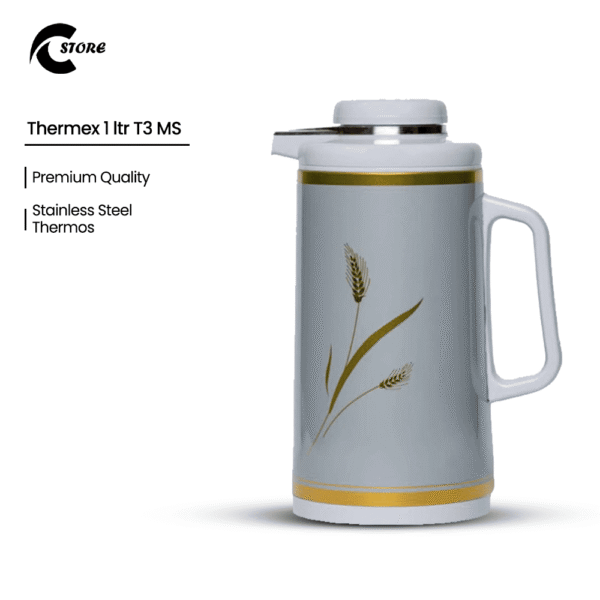 Thermex Flask 1L  | Classic Stylish Tea & Coffee Flask with Quick-Tip Lid | Optimal Temperature Retention