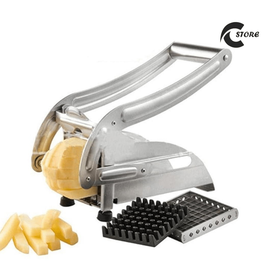 French Fry Cutter | Stainless Steel Potato Slicer with Non-Slip Handle & Dual Blades