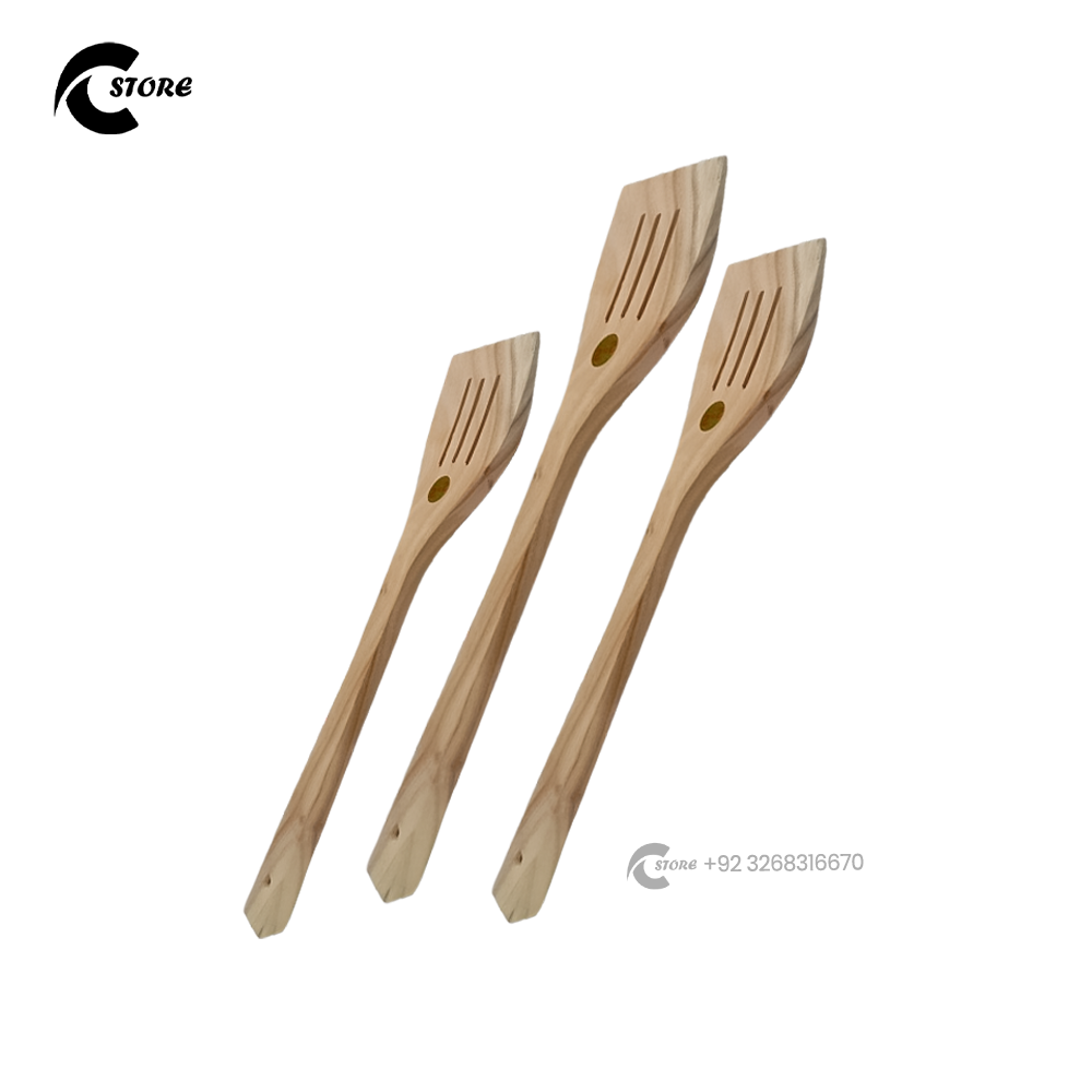 Set of 3 Handcrafted Wooden Serving Spoon | Durable & Food-Safe Natural Hardwood with Matte Finish 1 Set of 3 Handcrafted Wooden Serving Spoon | Durable & Food-Safe Natural Hardwood with Matte Finish