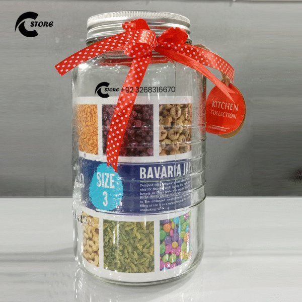 Ziba Jar 1500 ml | Large Size | High-Quality Glass Storage Jar With Metal Lid | Ideal for Kitchen Organization & Pantry Storage