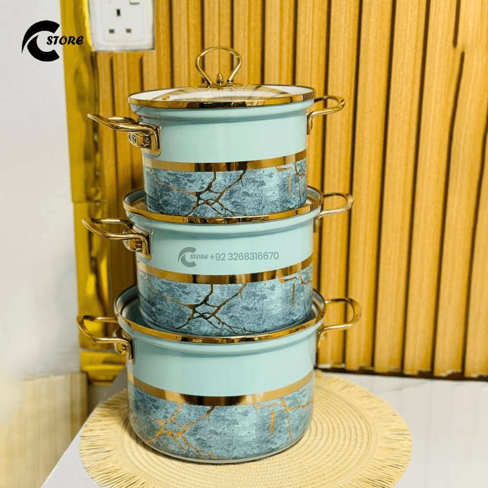 Fancy Reona Set Large | With Sizes (20cm, 22cm, 24cm) | 3Pcs Enamel Casserole With Glass Lid | Stainless Steel Serving & Cooking Bowls 3 Fancy Reona Set Large | With Sizes (20cm, 22cm, 24cm) | 3Pcs Enamel Casserole With Glass Lid | Stainless Steel Serving & Cooking Bowls - Image 3