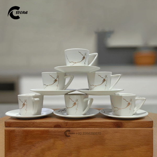 Premium Tea & Coffee Cup and Saucer Set | 6 Piece Porcelain Set | Elegant Tableware for Kitchen, Dining & Gifting