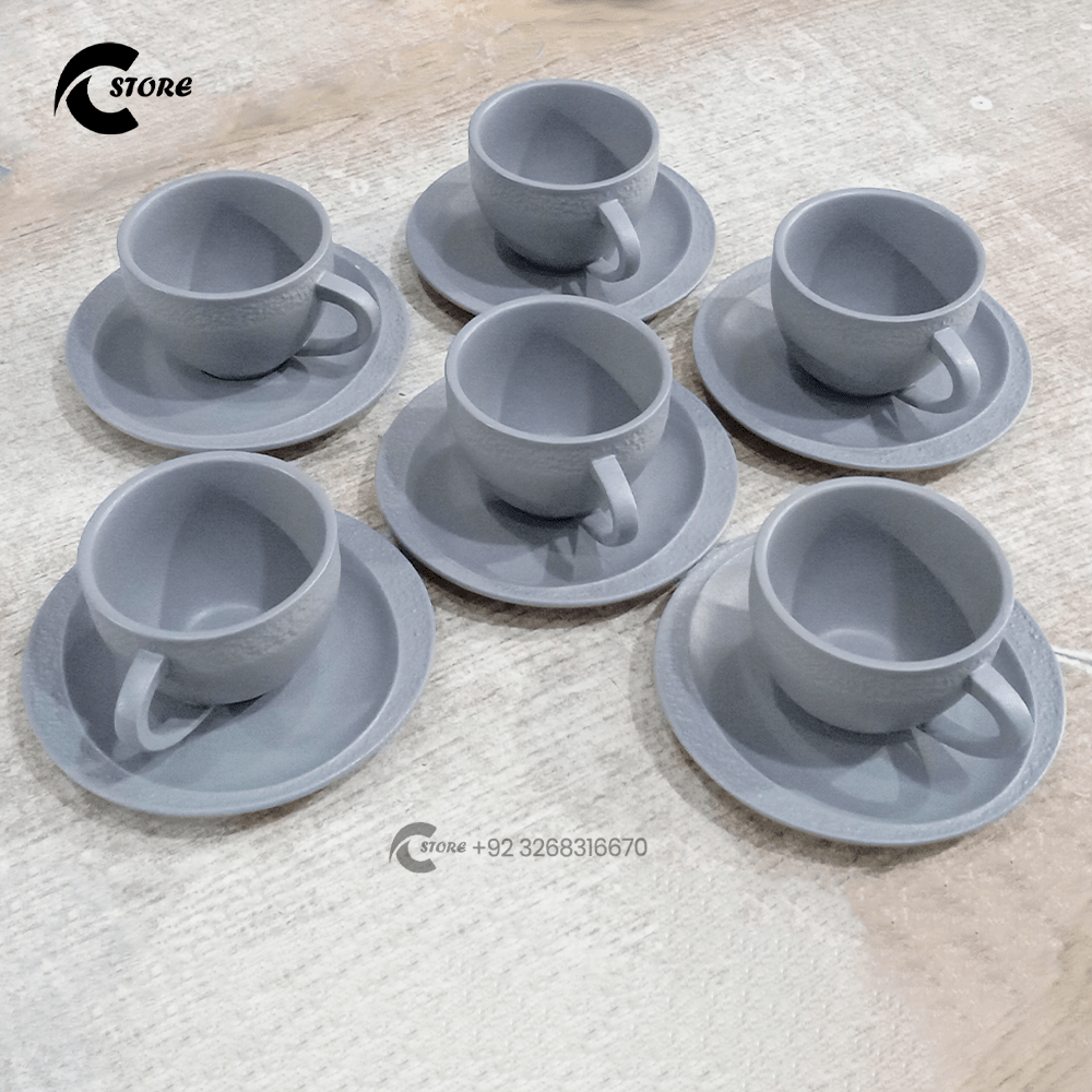 6 Pcs Heritage Stone Cup & Saucer Set | Fine England Porcelain Tea Set for Elegant Tea Time & Gifting