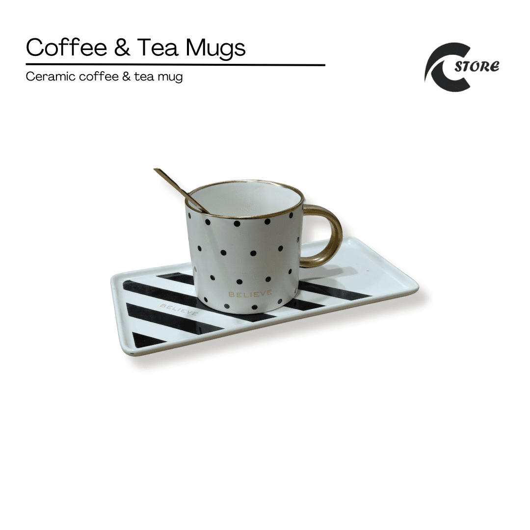 Large Handle Ceramic Coffee Mug With Saucer | Microwave & Dishwasher Safe | Ideal for Coffee, Tea, Milk, and Snacks | Perfect Gift for Any Occasion 2 Large Handle Ceramic Coffee Mug With Saucer | Microwave & Dishwasher Safe | Ideal for Coffee, Tea, Milk, and Snacks | Perfect Gift for Any Occasion - Image 2