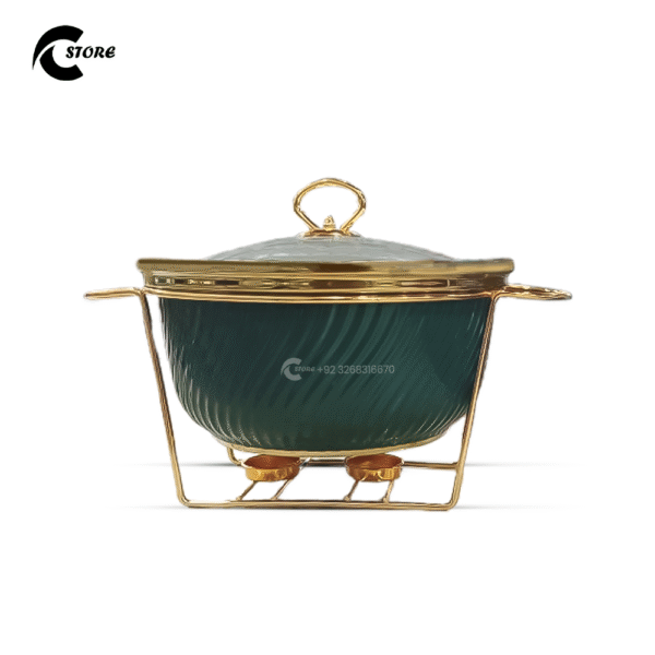 10 Inches Round Casserole Bowl With Lid & Warmer Rack | Stylish Serve ware for Warm & Fresh Meals | Dish Food Warmer