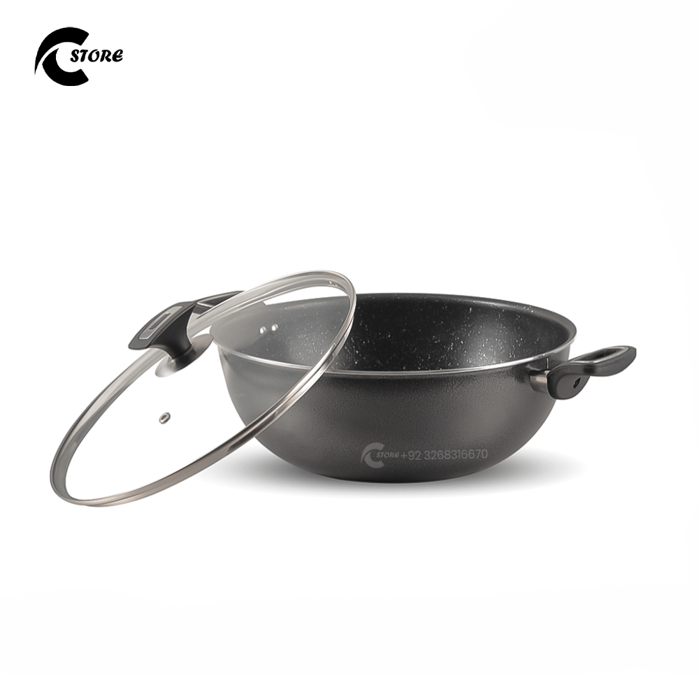 Decor Nonstick Cooking Karahi in All Different Sizes| Kadai with Glass Lid | Cookware