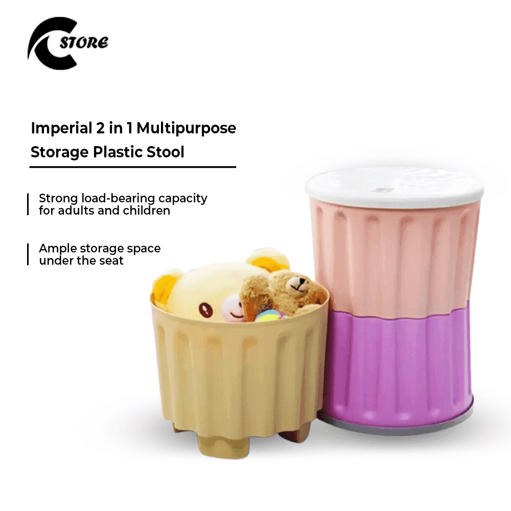 Imperial 2 in 1 Multipurpose Storage Plastic Stool | Strong Load Bearing Capacity | Foot Stool Storage Footstool