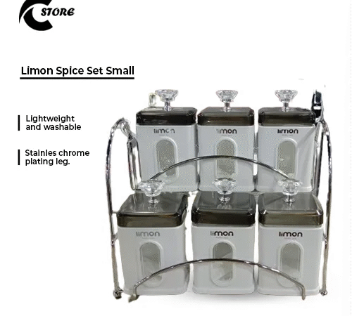 Limon Spice Set Small | 6 Pcs Spice Storage with Stand | Hygienic, Lightweight & Durable