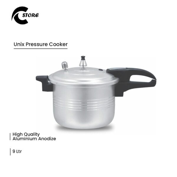 Unix Pressure Cooker 9 Ltr | High Quality Aluminium Anodize | Durable Single Set with Gas Kit