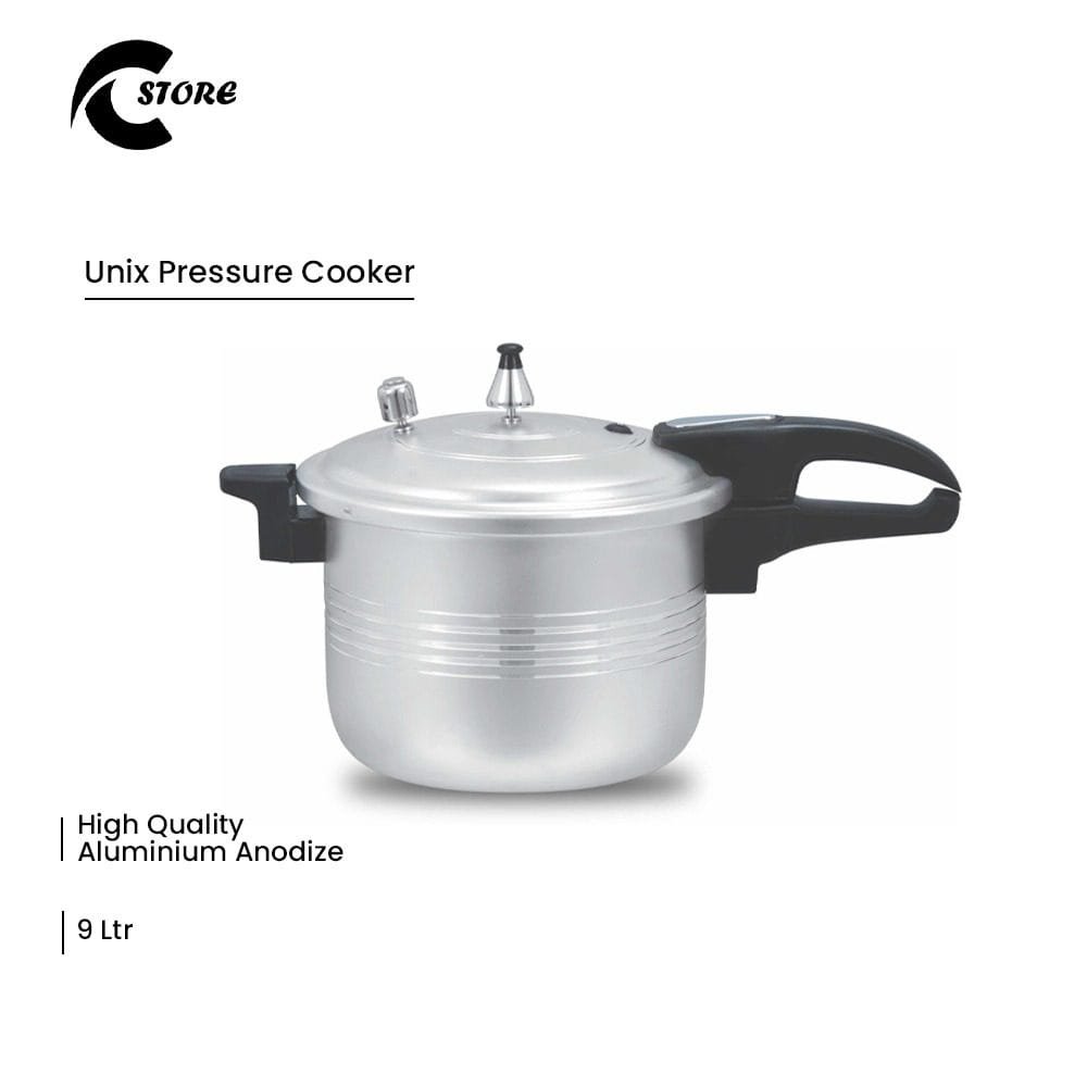 Unix Pressure Cooker 9 Ltr | High Quality Aluminium Anodize | Durable Single Set with Gas Kit 1 Unix Pressure Cooker 9 Ltr | High Quality Aluminium Anodize | Durable Single Set with Gas Kit