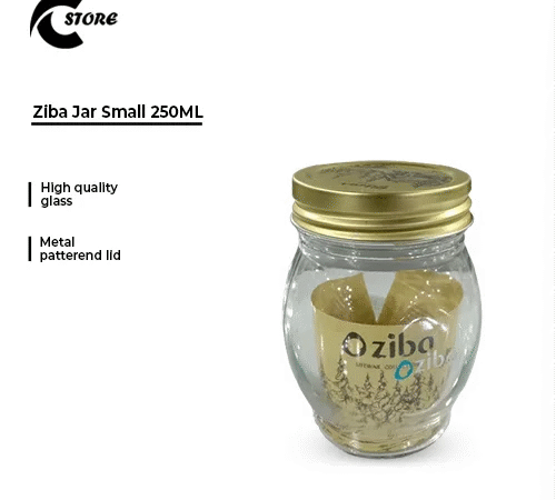 Ziba Jar Small Size | 250 ml | Premium Glass Storage Jar with Metal Lid | Ideal for Spices, Candies & Kitchen Organization