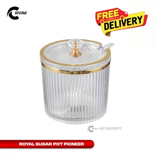 Royal Sugar Pot Pioneer With Spoon | Elegant Design for Freshness and Organization | Perfect for Home and Special Occasions