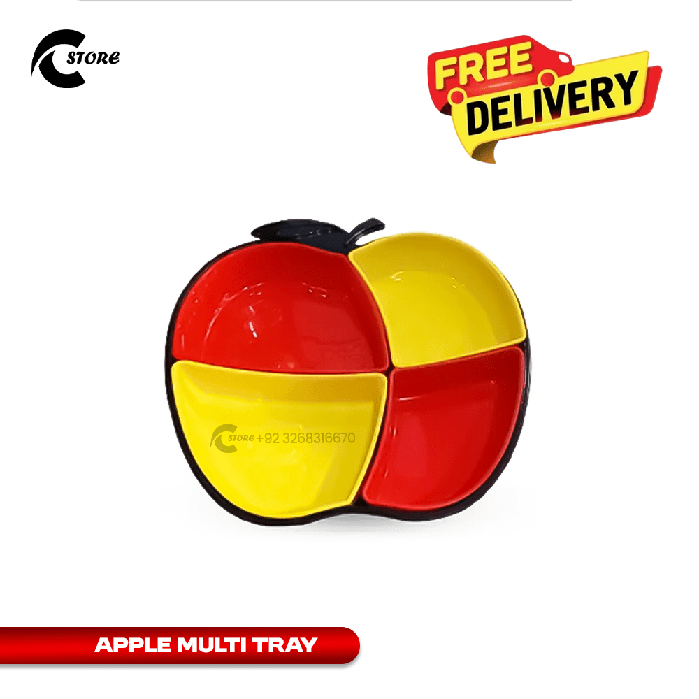Apple Multi Tray | Elegant Divided Serving Tray for Snacks and Dry Fruits | Stylish & Durable Organizer for Home & Parties
