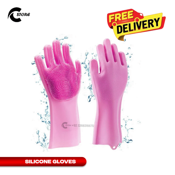 Pack of 2 Silicone Scrubber Gloves for Dishwashing & Cleaning | Long Waterproof Sleeves | Heat Resistant, Food Grade & Multipurpose Gloves