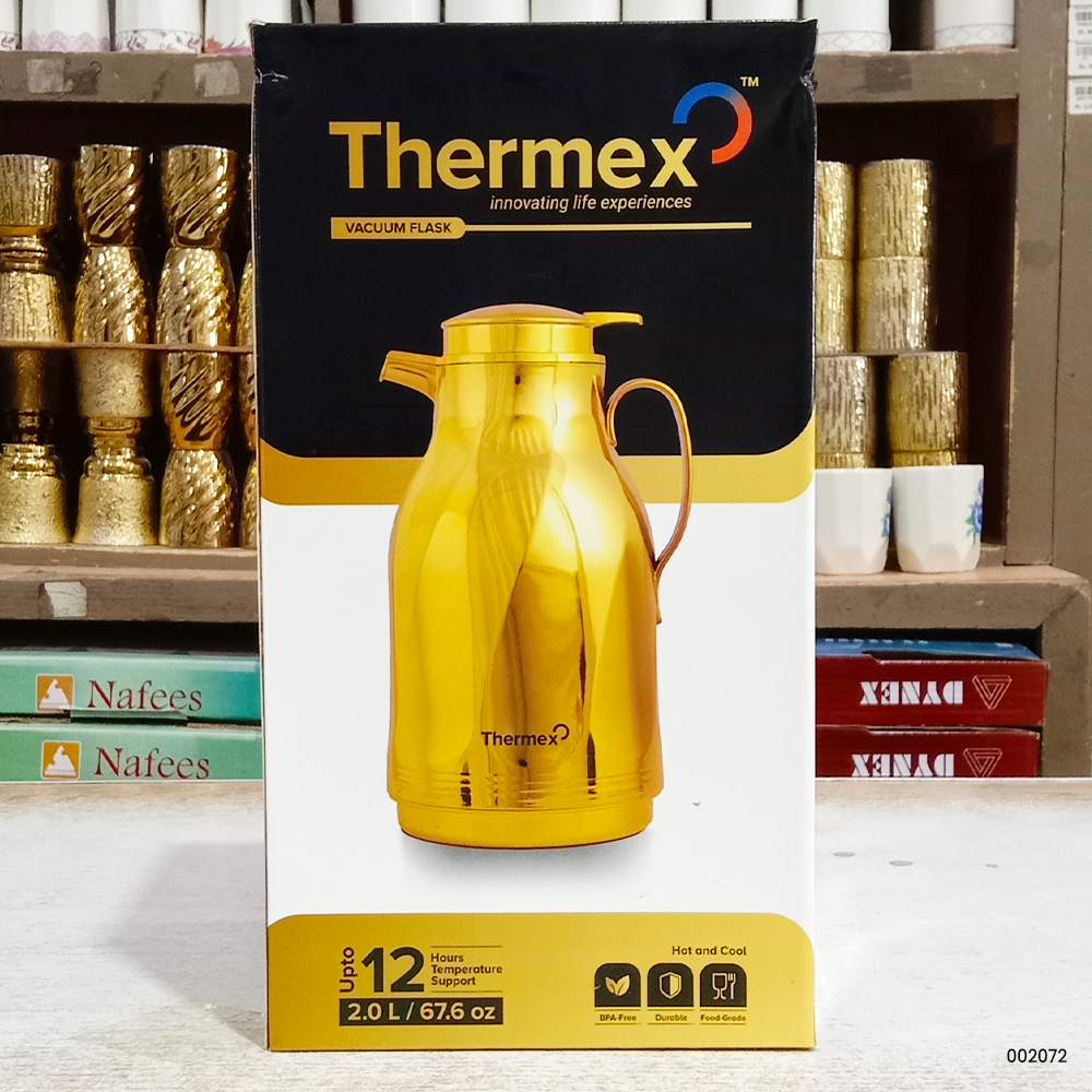 Thermex Imported Gold 2L | Premium Vacuum Insulated Flask | Hot & Cold Beverage Jug with Glass Liner | Large Capacity Thermos 2 Thermex Imported Gold 2L | Premium Vacuum Insulated Flask | Hot & Cold Beverage Jug with Glass Liner | Large Capacity Thermos - Image 2