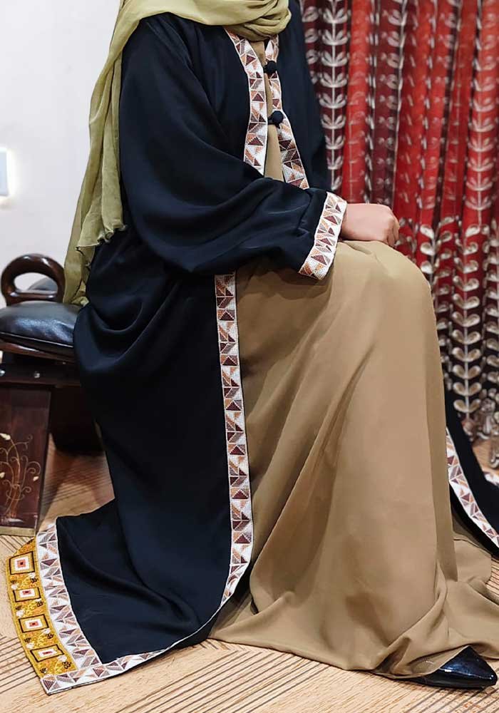 Haya Gray lace abaya Upper style (without inner) 1 Haya Gray lace abaya Upper style (without inner)