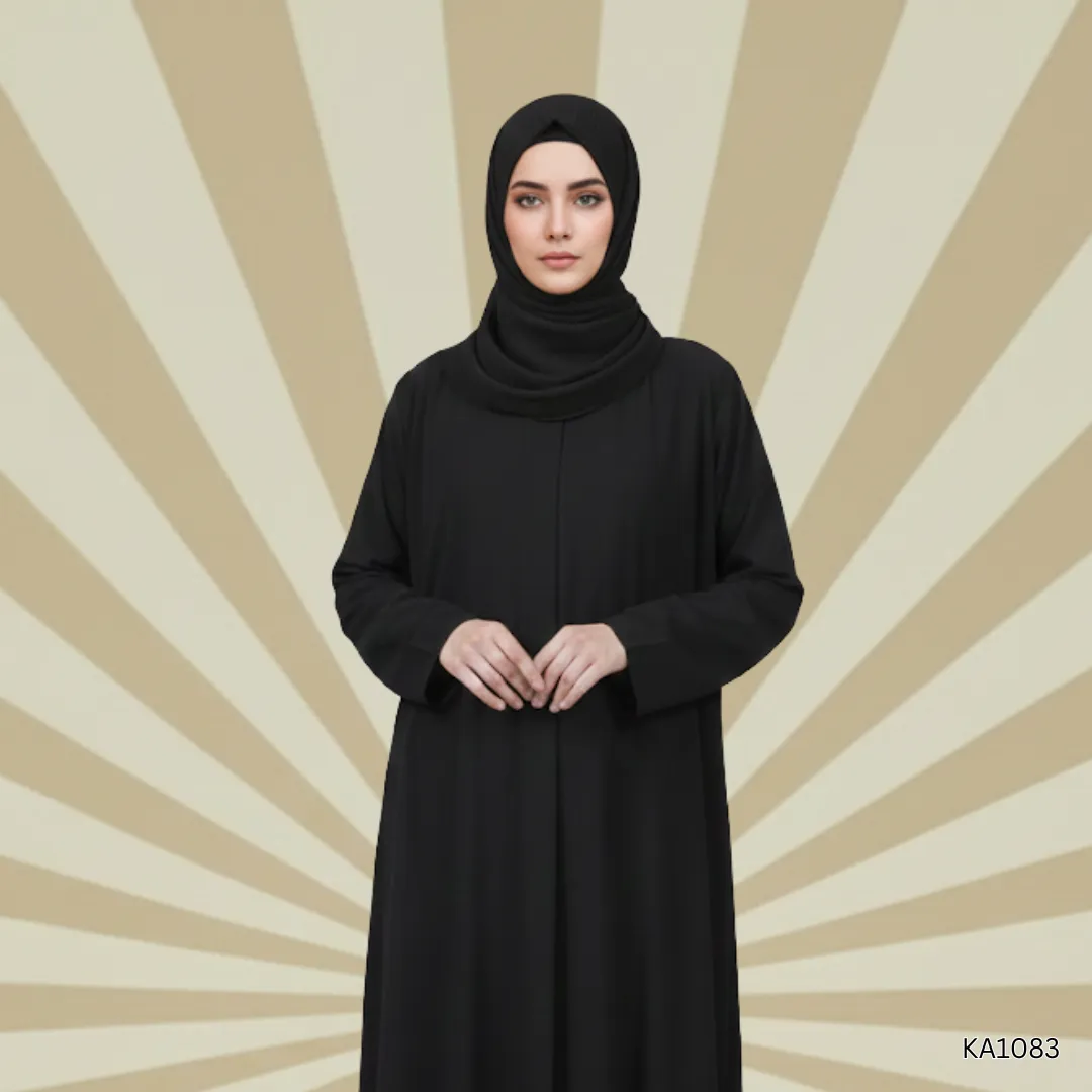 Classic Black Plain Abaya for Women | A-Line Nida Fabric Abaya | Elegant Everyday Modest Wear