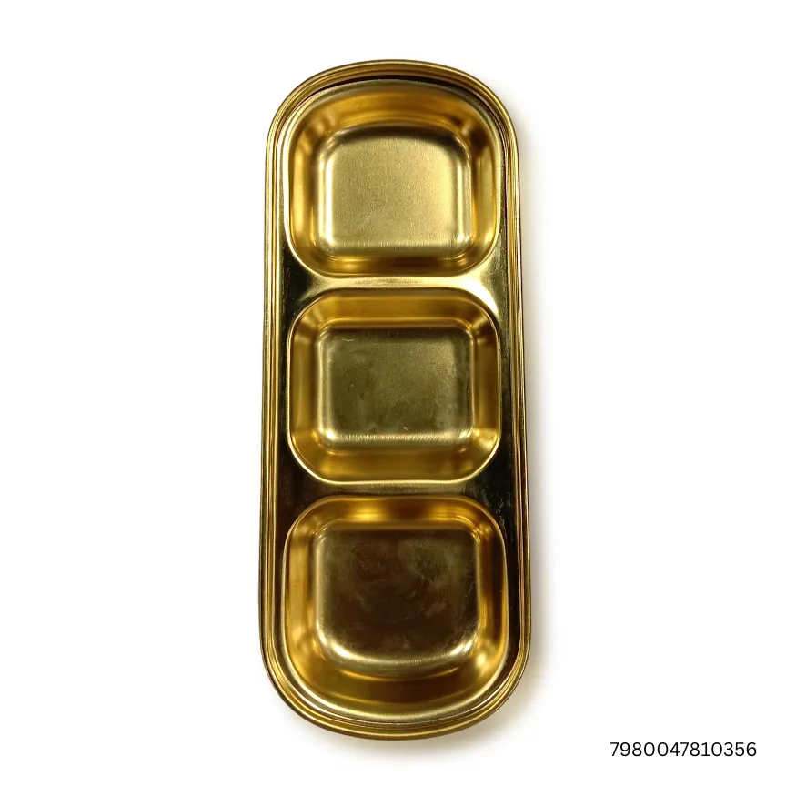 Stainless Steel Golden 3-Part Compartment Plate for Kids | Durable Sectioned Plate for Kitchen & Meals 1 Stainless Steel Golden 3-Part Compartment Plate for Kids | Durable Sectioned Plate for Kitchen & Meals