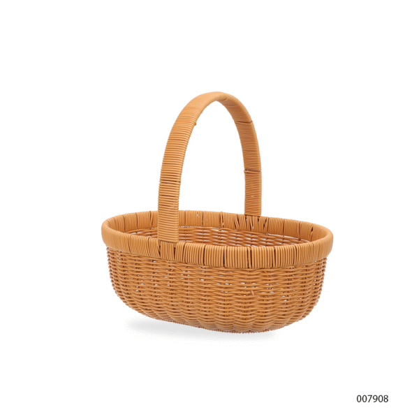 China Basket Handle Large & Medium Size | Japanese Style Handmade Rattan Picnic Basket | Woven Wicker Storage Basket for Kitchen, Living Room & Outdoor
