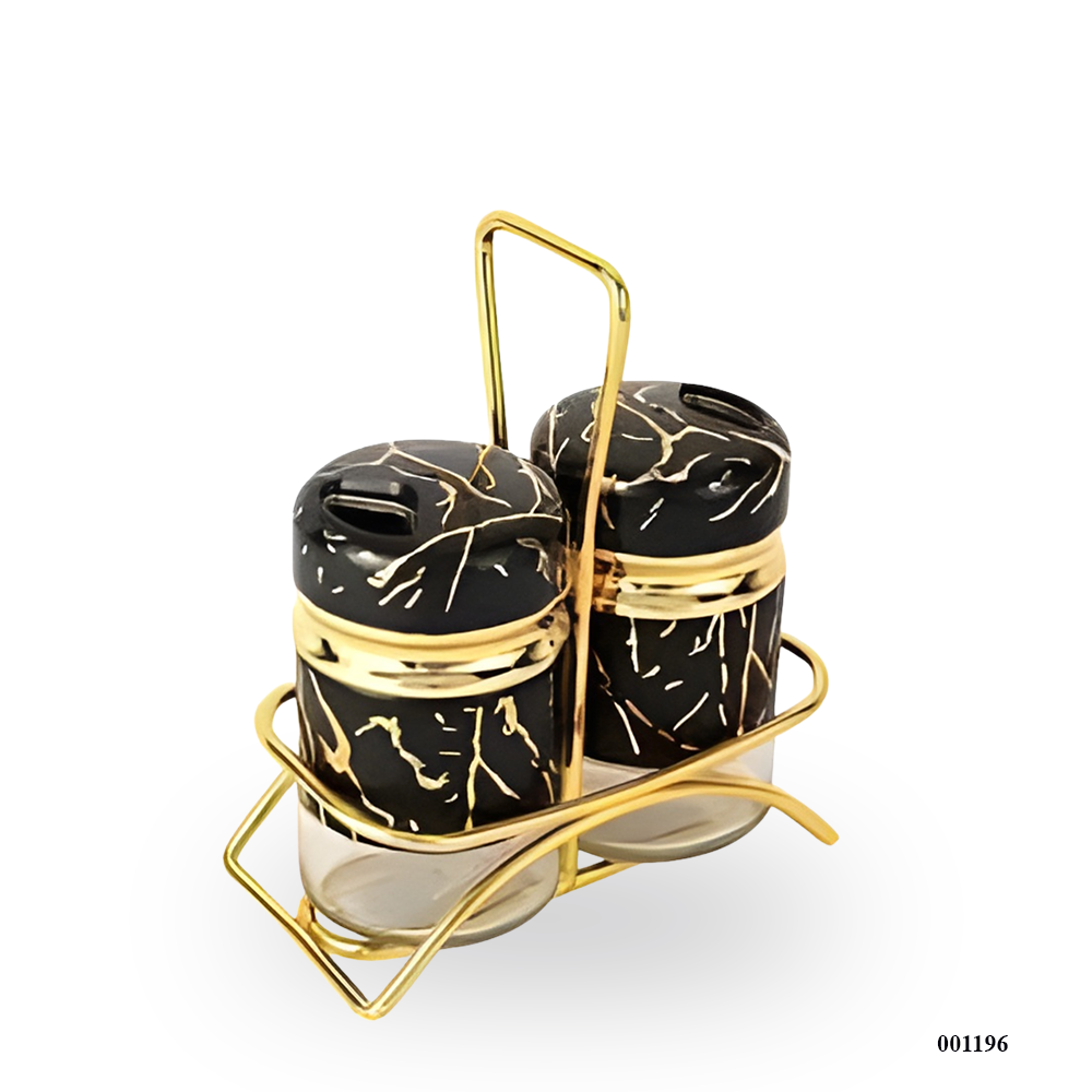 2Pcs Salt & Pepper Shakers with Stand | Spice Storage Jars for Kitchen & Dining Table | Durable & Elegant Seasoning Organizer 1 salt and pepper shakers