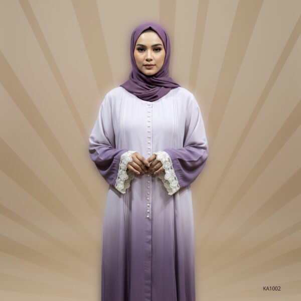 Front Open Indigo Pearl Abaya for Women | Elegant Pleated Double Georgette Abaya with Lace Sleeves | Casual Wear Abaya in Light & Dark Indigo