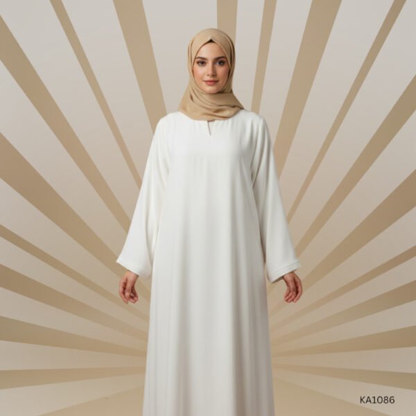 Classic White Plain Abaya | A-Line Style | Premium Double Georgette Nida Fabric | Elegant Everyday Modest Wear for Women