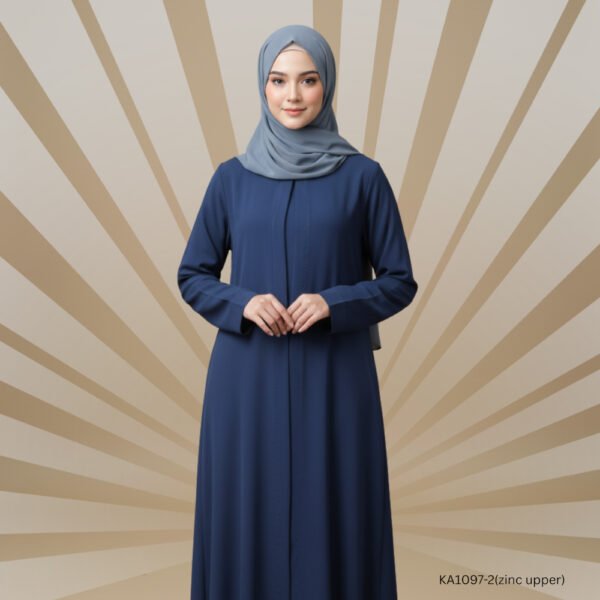 Zahra Zinc Plain Upper | Elegant Modest Outerwear in Korean Nida Fabric (Without Inner)