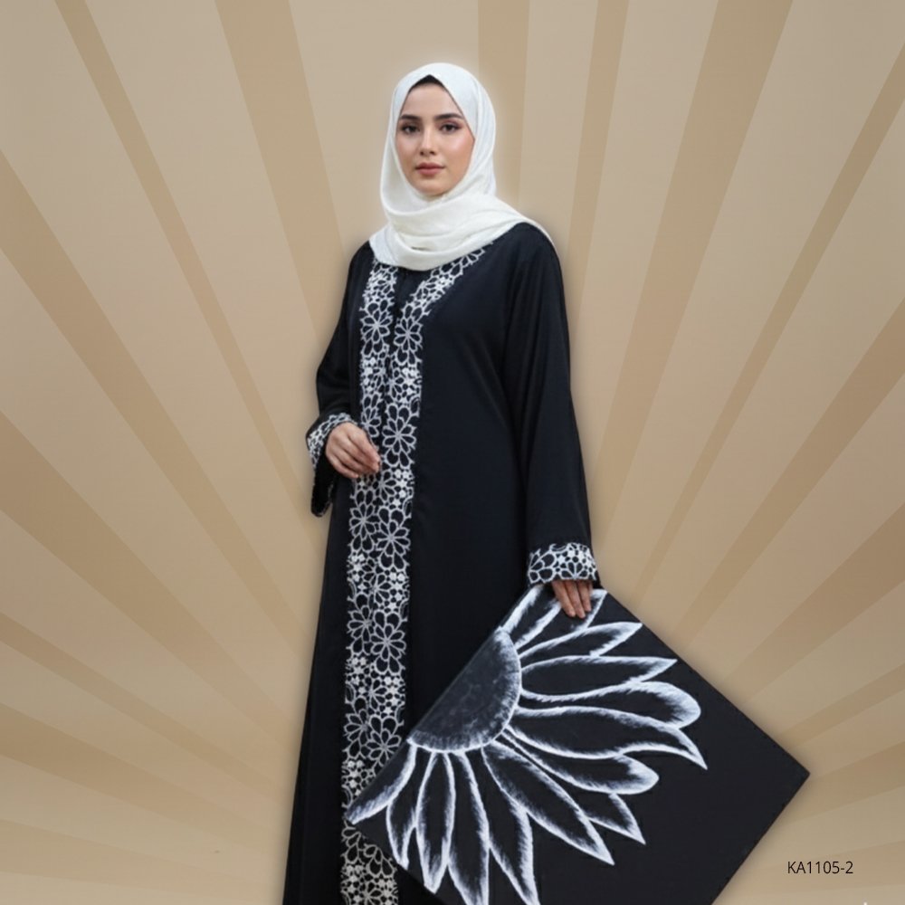 Noir Elegance Upper-Style Abaya (Without Inner) | Premium Nida Fabric with Off-White Cutwork Detailing 1 Noir Elegance Upper-Style Abaya (Without Inner) | Premium Nida Fabric with Off-White Cutwork Detailing
