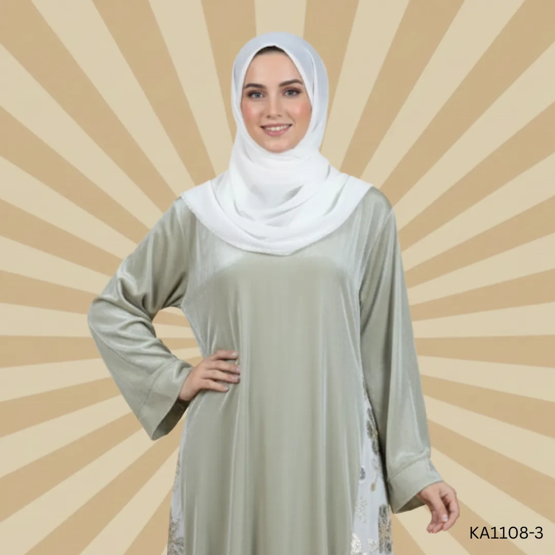 Sitara Pista Green Silk Abaya