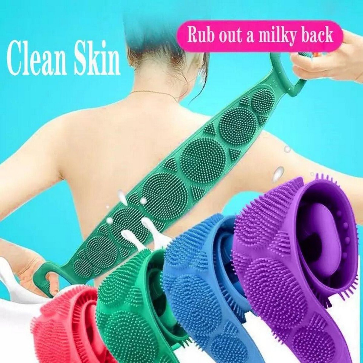 Magic Silicone Bath Belt Body Scrubber | Double Sided Exfoliating Shower Brush for Deep Cleaning & Massage | Extended Rubber Bath Towel 4 Magic Silicone Bath Belt Body Scrubber | Double Sided Exfoliating Shower Brush for Deep Cleaning & Massage | Extended Rubber Bath Towel - Image 4