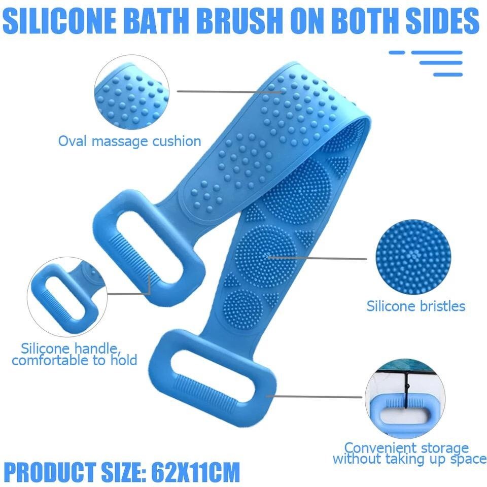 Magic Silicone Bath Belt Body Scrubber | Double Sided Exfoliating Shower Brush for Deep Cleaning & Massage | Extended Rubber Bath Towel 3 Magic Silicone Bath Belt Body Scrubber | Double Sided Exfoliating Shower Brush for Deep Cleaning & Massage | Extended Rubber Bath Towel - Image 3