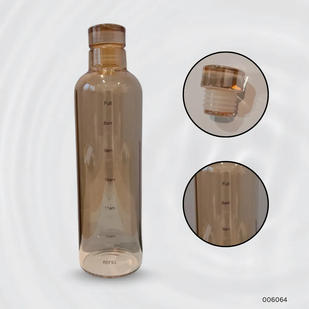 Bottle Time Refill Small 500ml Transparent Glass Water Bottle with Time Marker | Orange, BPA-Free, Stylish Travel & Gym Bottle