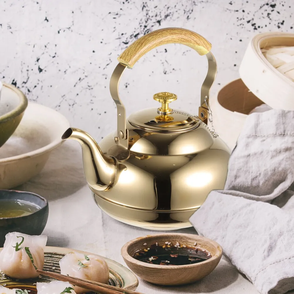 Luxury Gold High Quality Stainless Steel Teapot | 2 Liter High-Quality Kettle with Handle & Spout 2 Luxury Gold High Quality Stainless Steel Teapot | 2 Liter High-Quality Kettle with Handle & Spout - Image 2