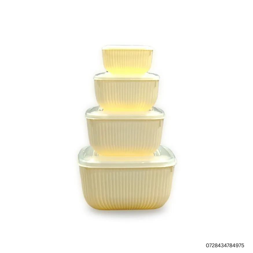 Trix Food Storage Container Set | 4 Pcs Plastic Square Containers with Airtight Lids | Refrigerator-Safe, Non-Slip Base & Multipurpose Kitchen Boxes